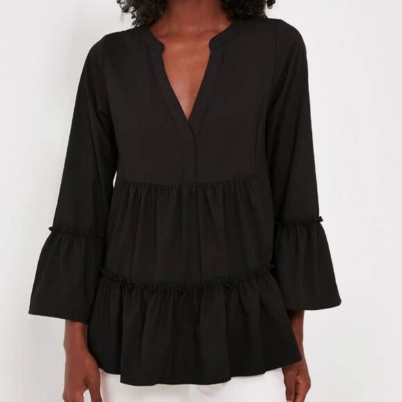 Tuckernuck Pomander Place Crepe Kenzo Top Womens Small Black Minimalist Preppy - Picture 1 of 9